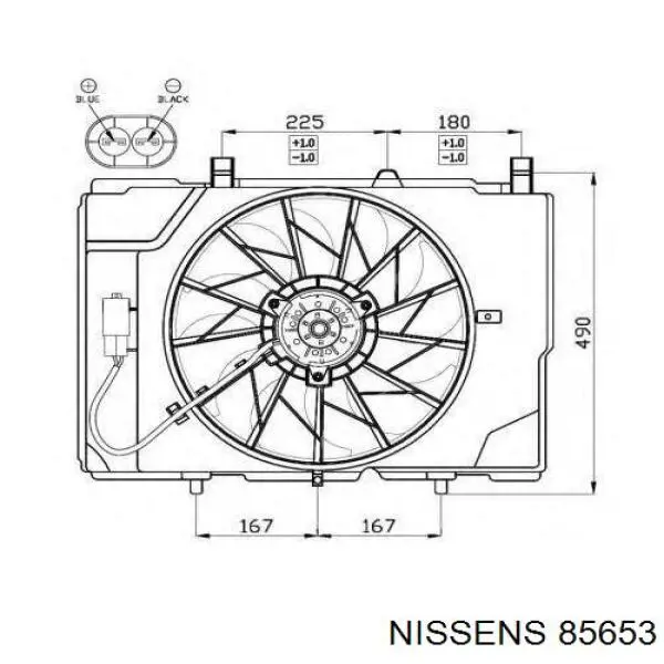 85653 Nissens difusor de radiador, ventilador de refrigeración, condensador del aire acondicionado, completo con motor y rodete