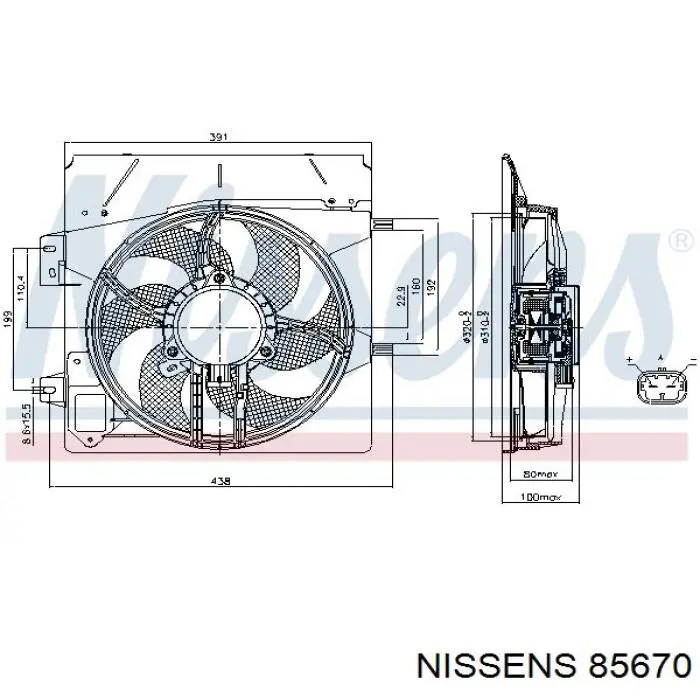 85670 Nissens difusor de radiador, ventilador de refrigeración, condensador del aire acondicionado, completo con motor y rodete