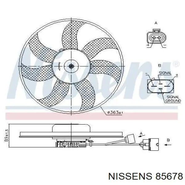 85678 Nissens ventilador (rodete +motor refrigeración del motor con electromotor, izquierdo)