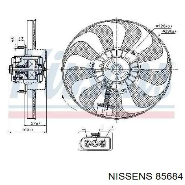 85684 Nissens ventilador (rodete +motor refrigeración del motor con electromotor derecho)