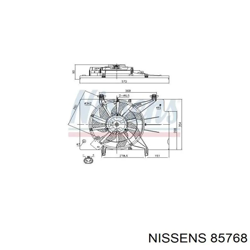 85768 Nissens difusor de radiador, ventilador de refrigeración, condensador del aire acondicionado, completo con motor y rodete