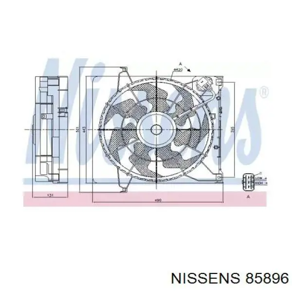 85896 Nissens difusor de radiador, ventilador de refrigeración, condensador del aire acondicionado, completo con motor y rodete