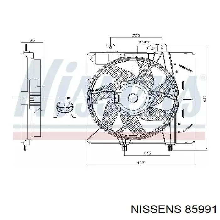 85991 Nissens difusor de radiador, ventilador de refrigeración, condensador del aire acondicionado, completo con motor y rodete