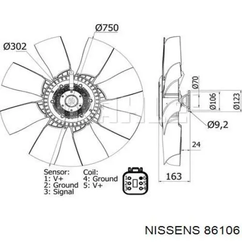 Embrague viscoso de ventilador 86106 Nissens