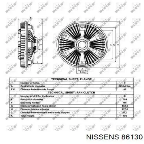 Embrague del ventilador Nissens 86130