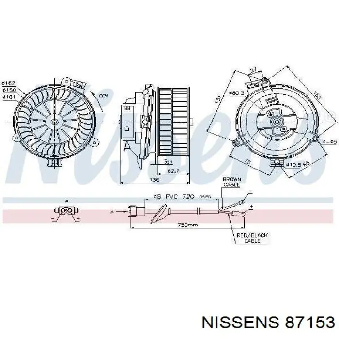 87153 Nissens motor eléctrico, ventilador habitáculo