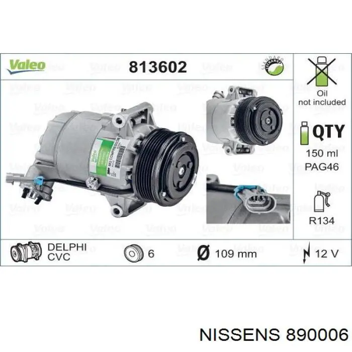 890006 Nissens compresor de aire acondicionado
