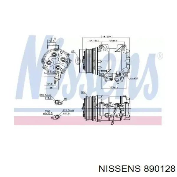 Compresor de aire acondicionado 890128 Nissens