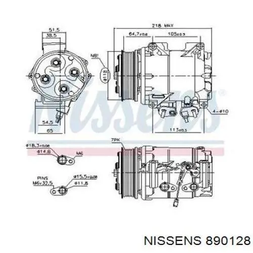 890128 Nissens compresor de aire acondicionado