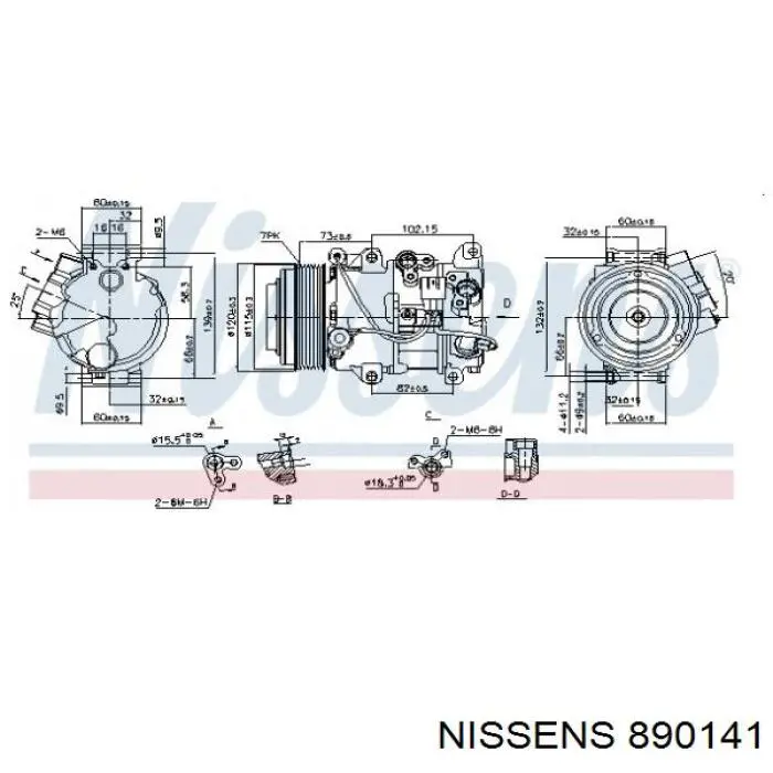 Compresor de aire acondicionado 890141 Nissens