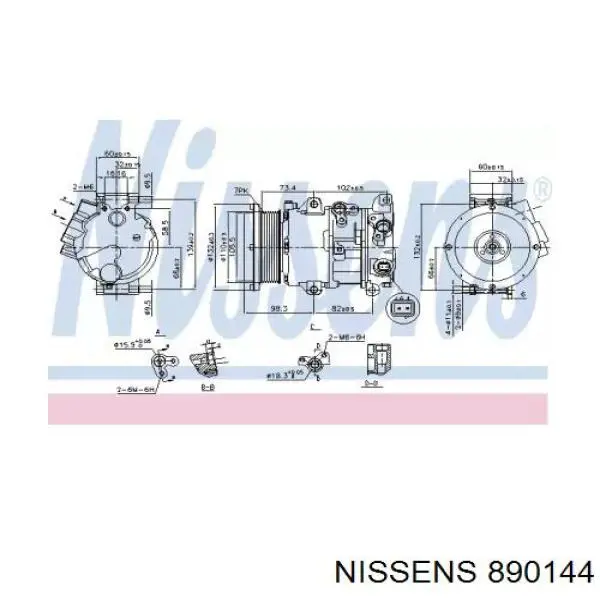 Compresor de aire acondicionado 890144 Nissens