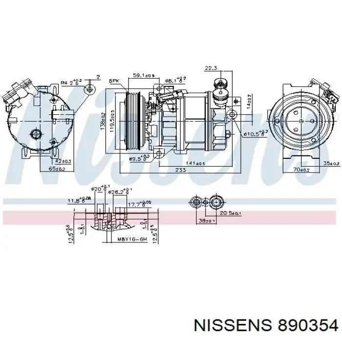 890354 Nissens compresor de aire acondicionado