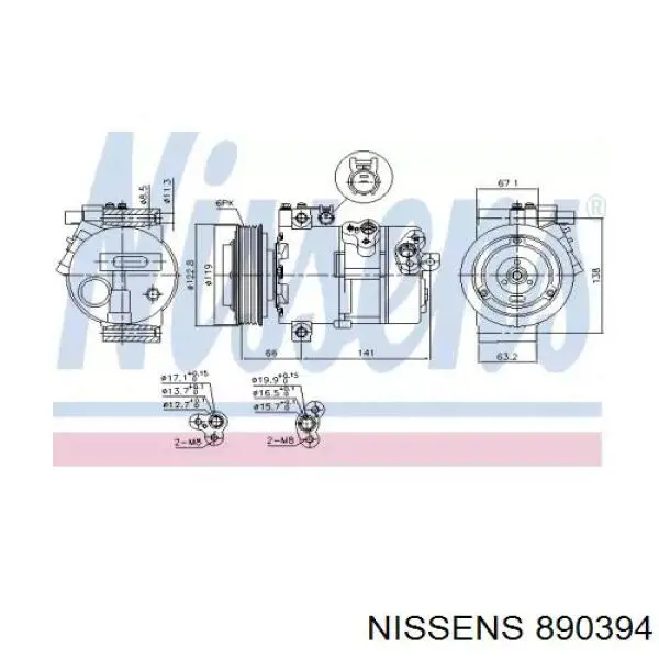 890394 Nissens compresor de aire acondicionado