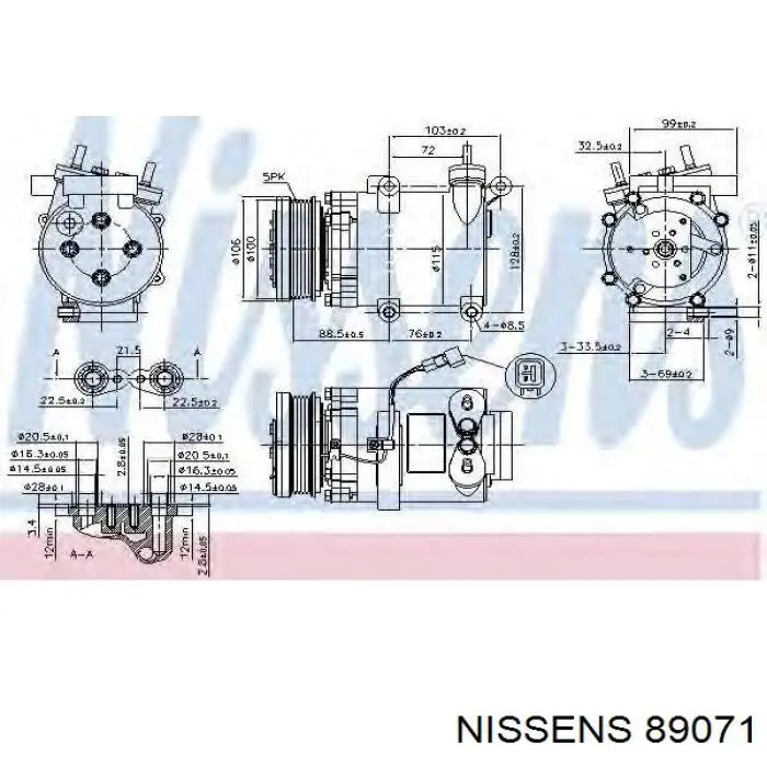Compresor ac Nissens 89071 precio, desde 95,29 EUR