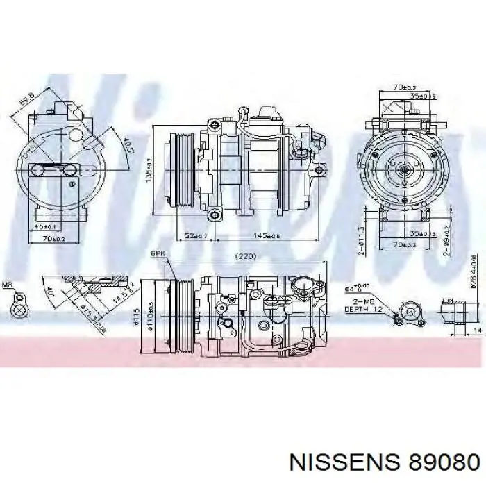Compresor de aire acondicionado 89080 Nissens