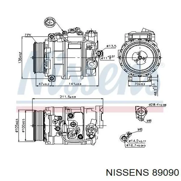 Compresor de aire acondicionado 89090 Nissens