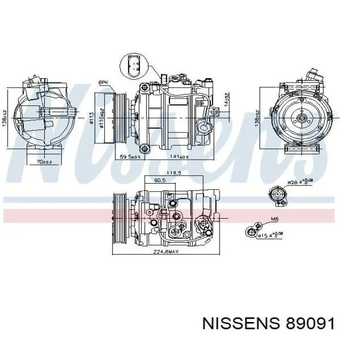 89091 Nissens compresor de aire acondicionado