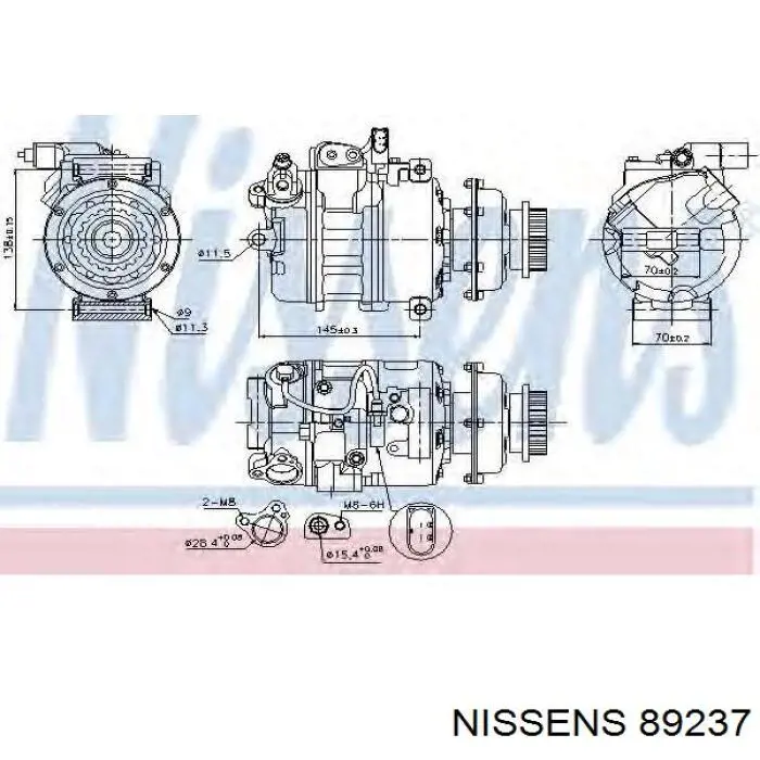 Compresor de aire acondicionado 89237 Nissens