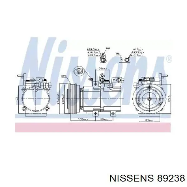 Compresor de aire acondicionado 89238 Nissens