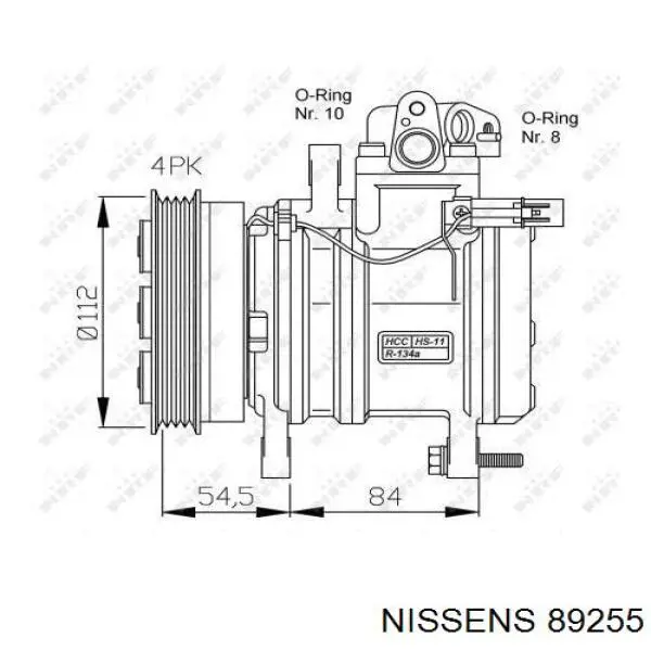 Compresor de aire acondicionado 89255 Nissens