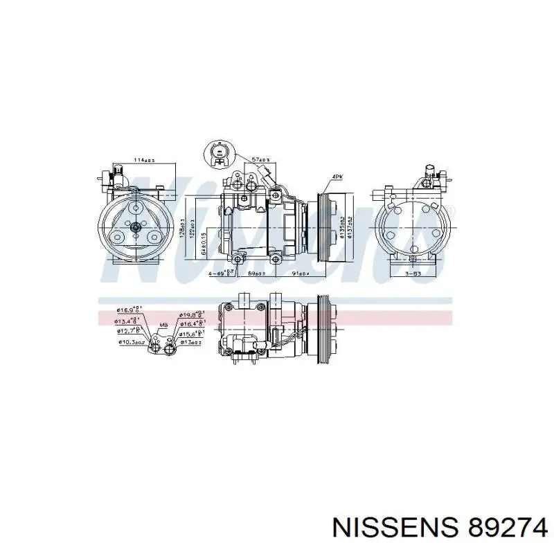Compresor de aire acondicionado 89274 Nissens