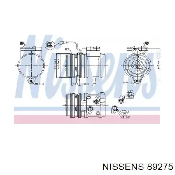 Compresor de aire acondicionado 89275 Nissens