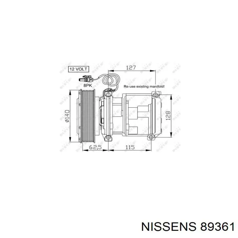 Compresor ac Nissens 89361 precio, desde 276,87 EUR