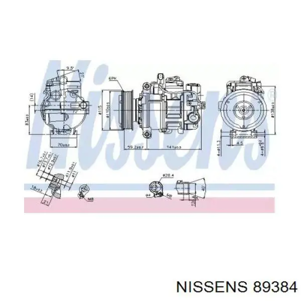 Compresor de aire acondicionado 89384 Nissens