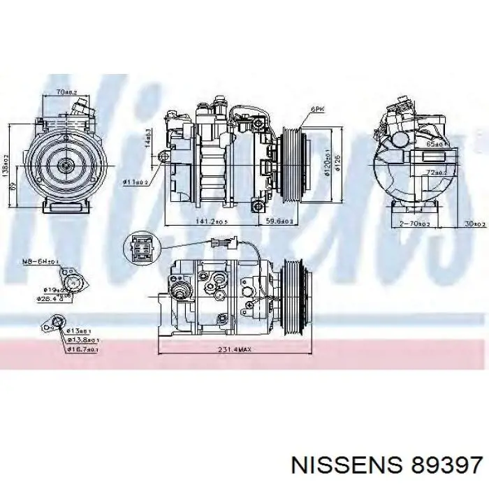 Compresor de aire acondicionado 89397 Nissens