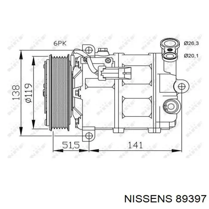 Compresor ac Nissens 89397 precio, desde 127,05 EUR