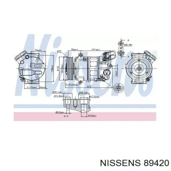 Compresor ac Nissens 89420 precio, desde 261,65 EUR