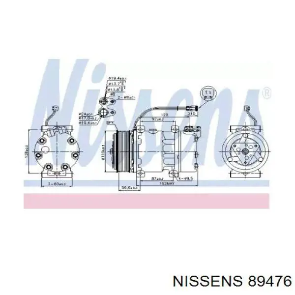 89476 Nissens compresor de aire acondicionado