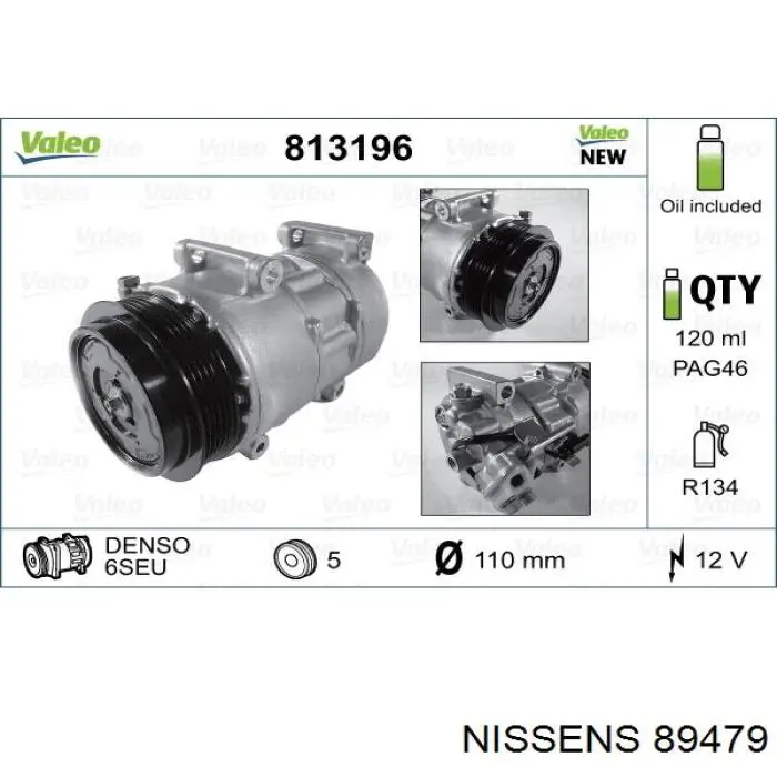 Compresor ac Nissens 89479 precio, desde 238,93 EUR
