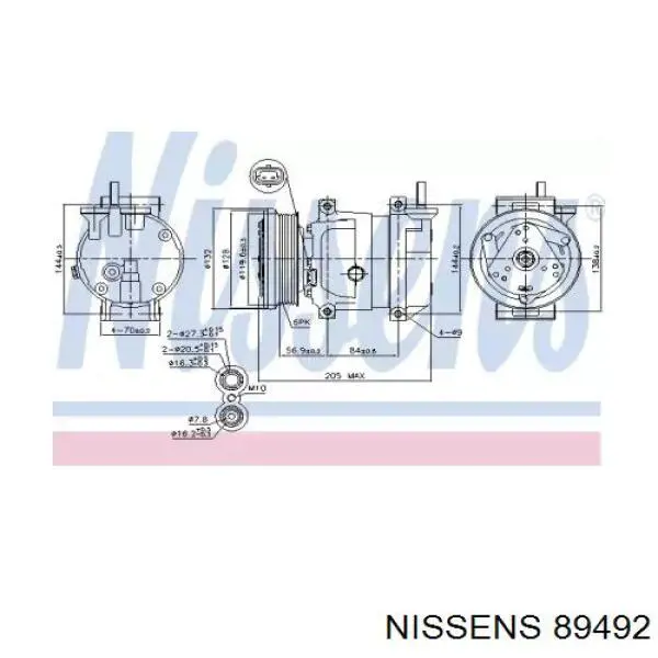 Compresor de aire acondicionado 89492 Nissens