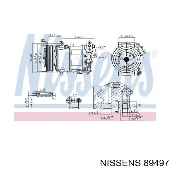 Compresor de aire acondicionado 89497 Nissens