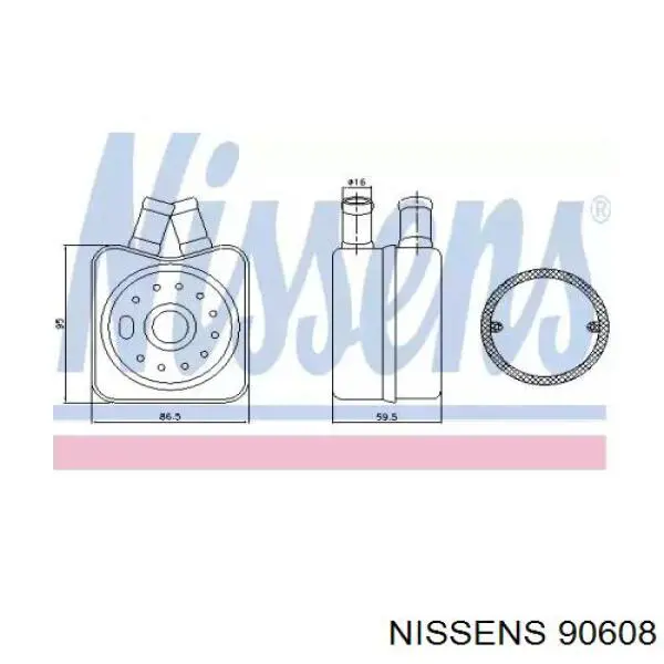 Radiador de aceite debajo del filtro 90608 Nissens