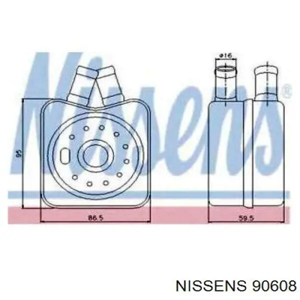 90608 Nissens radiador de aceite, bajo de filtro