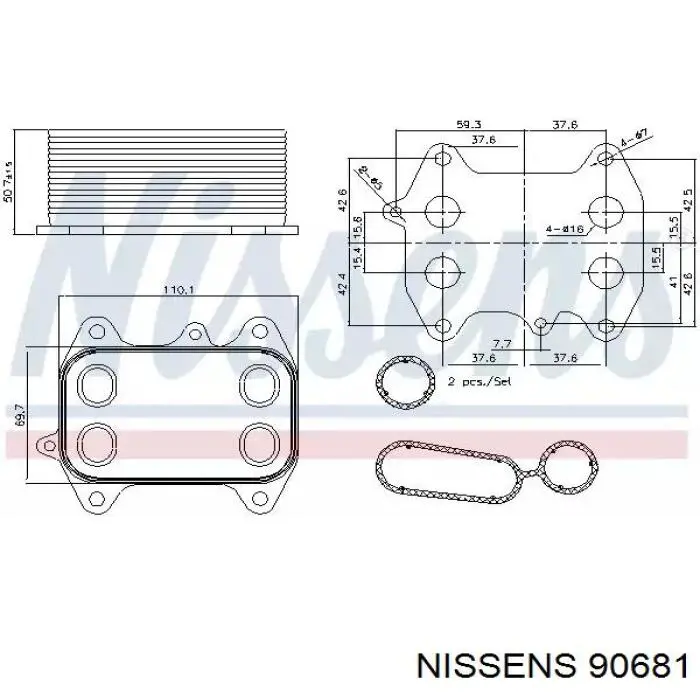 90681 Nissens radiador de aceite, bajo de filtro