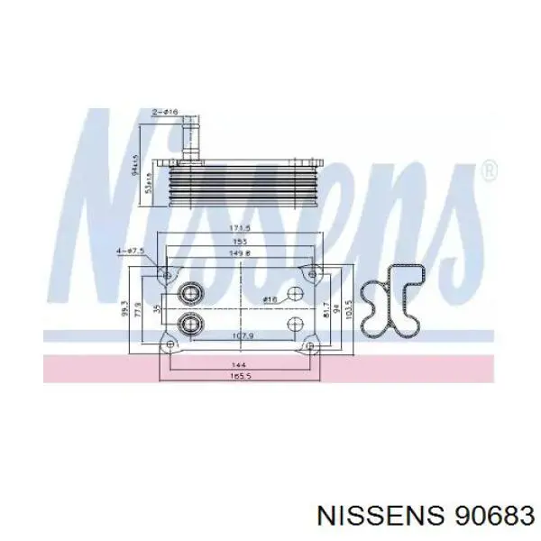90683 Nissens radiador de aceite, bajo de filtro