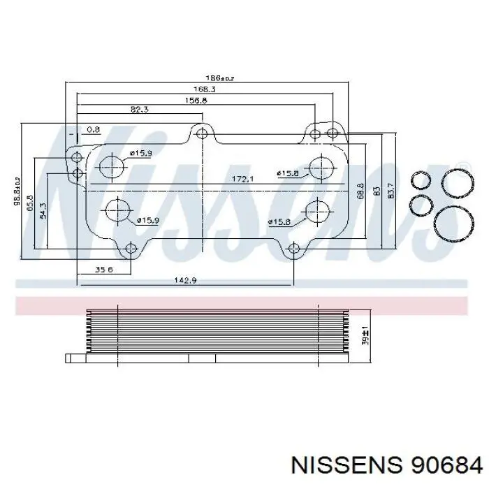 90684 Nissens radiador de aceite