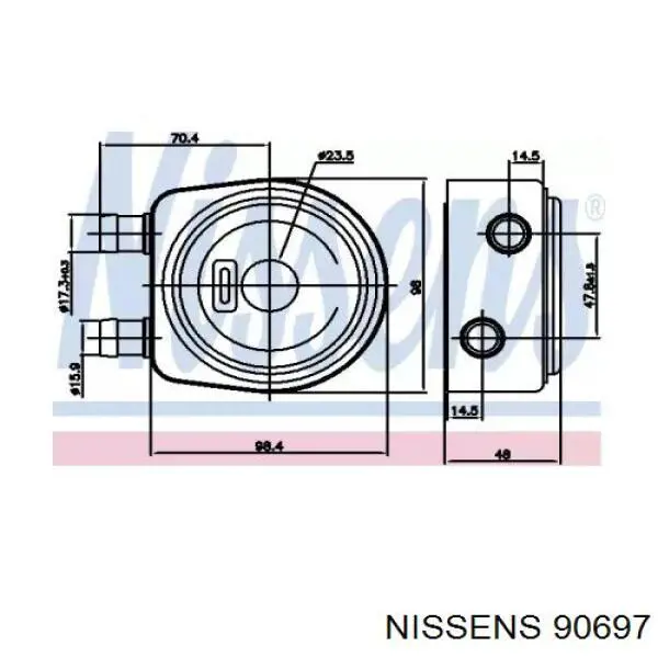 Radiador de aceite debajo del filtro 90697 Nissens