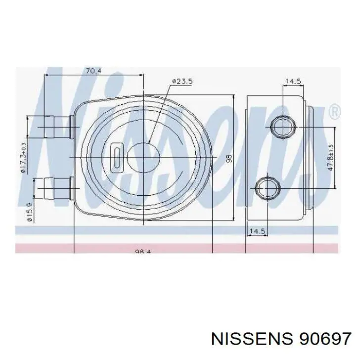 90697 Nissens Radiador de aceite debajo del filtro
