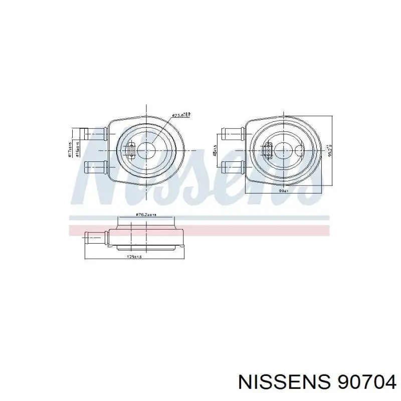 90704 Nissens radiador de aceite, bajo de filtro