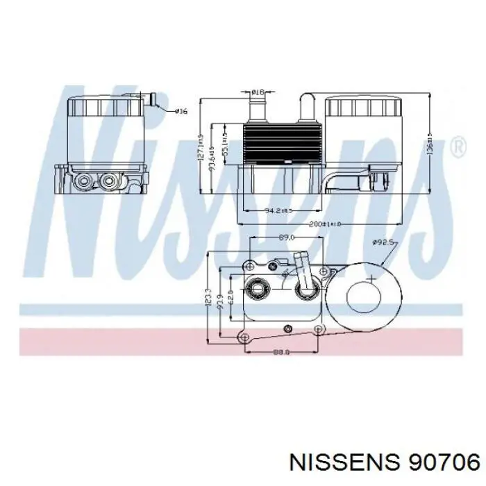 90706 Nissens radiador de aceite, bajo de filtro