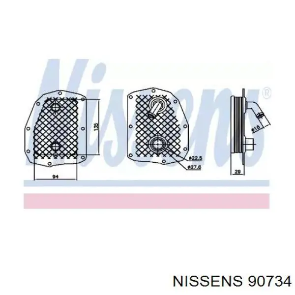 90734 Nissens radiador de aceite