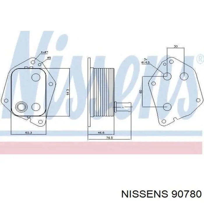90780 Nissens radiador de aceite, bajo de filtro