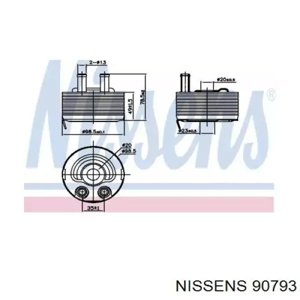 90793 Nissens radiador de aceite