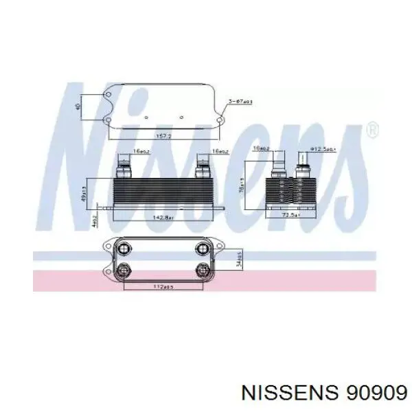 90909 Nissens radiador enfriador de la transmision/caja de cambios