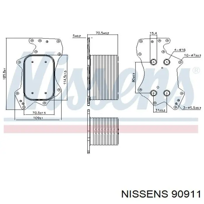 90911 Nissens radiador de aceite