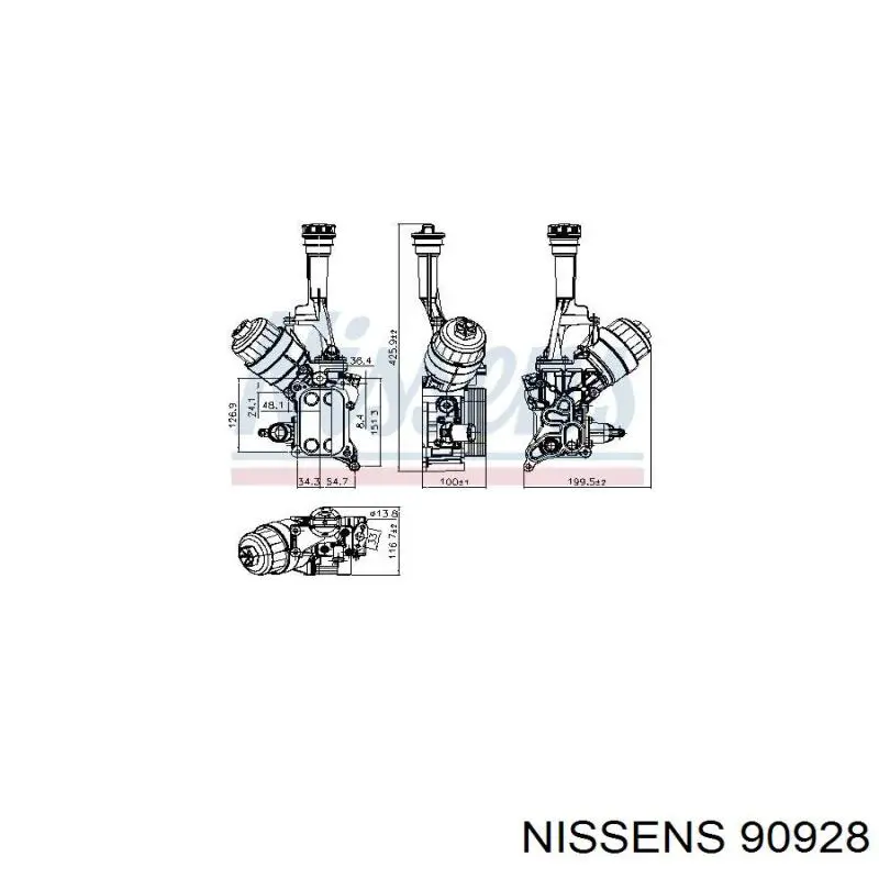 90928 Nissens caja, filtro de aceite